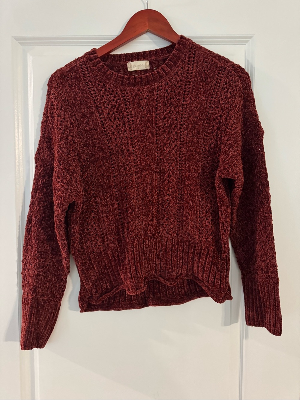 Altar'd State Chenille Crewneck Sweater - Wine